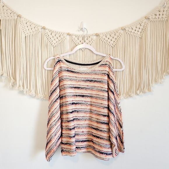 ANTHROPOLOGIE POSTMARK Textured Cold Shoulder Knit Button Sleeve Sweater sz XS - Picture 3 of 9